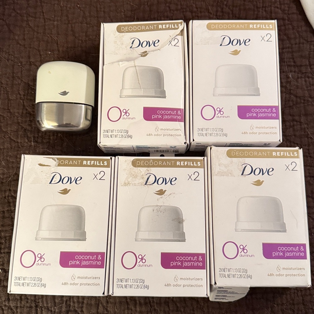5 Dove 2x Deodorant Refills Coconut & Pink Jasmine (including the starter unit)